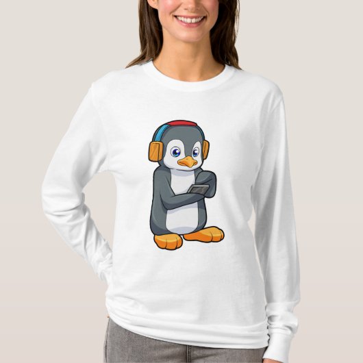 T-shirt Casque de musique Penguin (Devant)