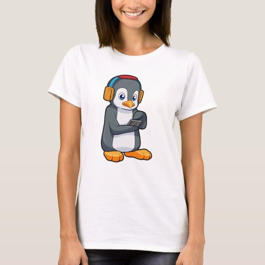 T-shirt Casque de musique Penguin (Devant)