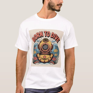 T-shirt Casque de plongée en haute mer vintage "Né pour pl