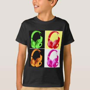 T-shirt Casque de quatre couleurs Pop Art Tête Téléphone