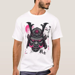 T-shirt Casque de Samouraï Cyberpunk Neon Mecha