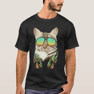T-shirt Casque Dj Cat Kitten Producteur de musique Kitten
