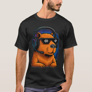 T-shirt Casque Graphique de Jeux Vidéo Capybara Pixel C