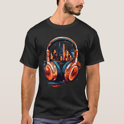 T-shirt Casque Musique Non Stop Amusement Urbain City Life (Devant)