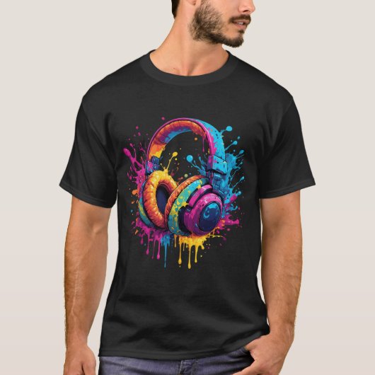 T-shirt Casque Neon Splash Art (Devant)