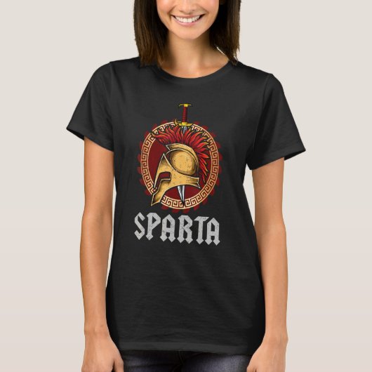 T-shirt Casque Sparta Bouclier Spartan Et Épée Grèce Warr (Devant)