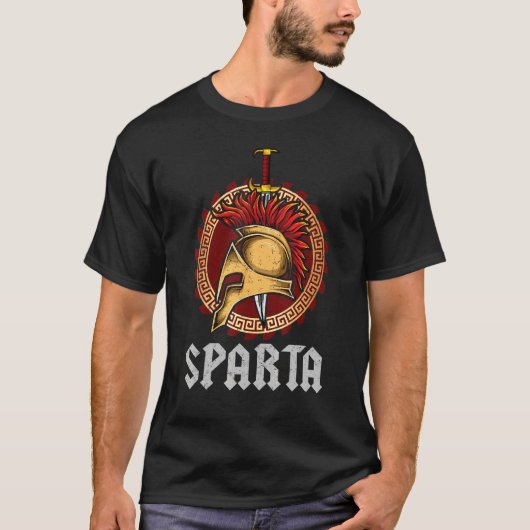 T-shirt Casque Sparta Bouclier Spartan Et Épée Grèce Warr (Devant)