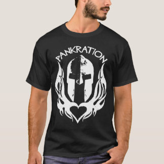 T-shirt Casque Spartan Pankration Avec Flammes Coeur