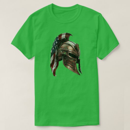 T-shirt Casque spartiate avec drapeau américain (Design devant)