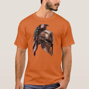 T-shirt Casque spartiate avec drapeau américain