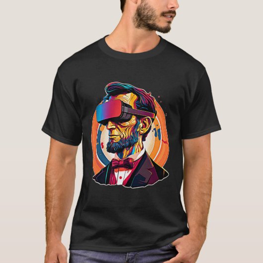T-shirt Casque Vr Abraham Lincoln Jeu vidéo Virtual Real (Devant)