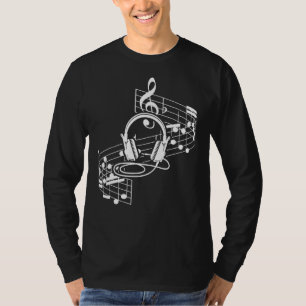 T-shirt Casques de feuille de musique Clef Notes musicales