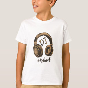 T-shirt Casques DJ de musique moderne Nom personnalisé bla