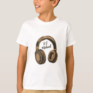 T-shirt Casques DJ de musique moderne Nom personnalisé bla