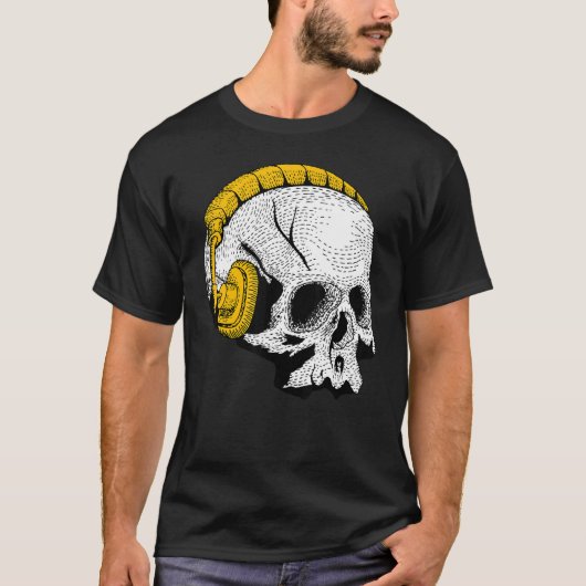 T-shirt Casques DJ Occult Magic Skull 1 (Devant)