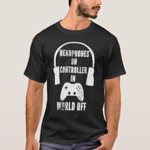 T-shirt Casques Sur Contrôleur Dans World Of Music Gaming