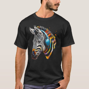 T-shirt Casques Zebra Oeuvre Musique Animale Motif Zebra