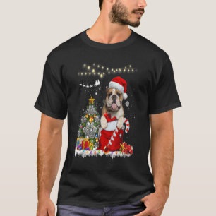 T-shirt Casquette anglais Bulldog Père Noël Lights Chris
