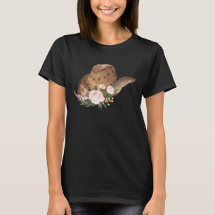 T-shirt Casquette Brown Cowgirl avec fleurs roses