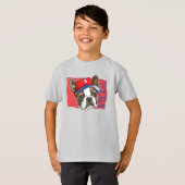 T-shirt Casquette de baseball rouge de Boston Terrier (Devant entier)