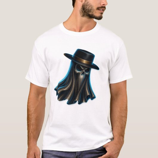 T-Shirt Casquette de Cowboy Fantôme Sombre (Devant)
