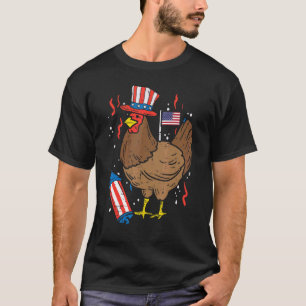 T-shirt Casquette de Drapeau de poulet 4 juillet ferme P