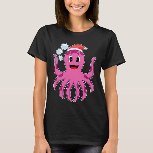 T-shirt Casquette de Noël Octopus (Devant)