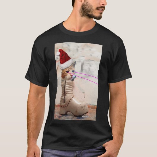 T-shirt CASQUETTE de PÈRE NOËL de chat de clavier dans le (Devant)