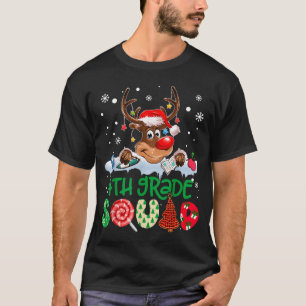 T-shirt Casquette de Père Noël de renne Équipe de 4e année