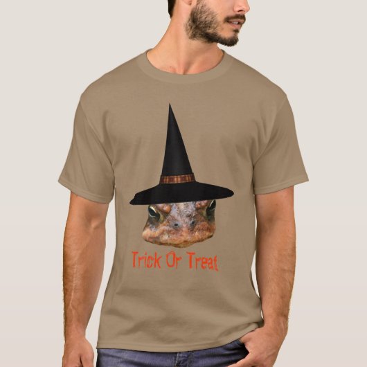 T-shirt Casquette de sorcière visage crapaud Halloween drô (Devant)