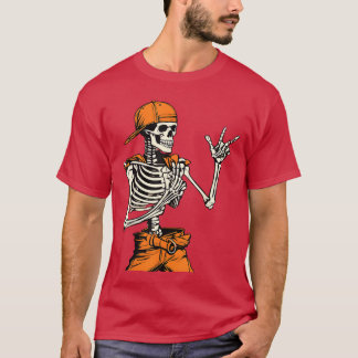 T-shirt Casquette de squelette de rockeur cool Halloween p