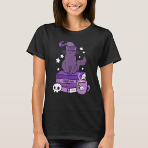 T-shirt Casquette Et Livres De Sorcière Chat vintage