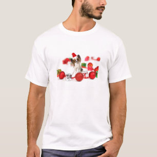T-shirt Casquette mignon de Père Noël de Noël de chien