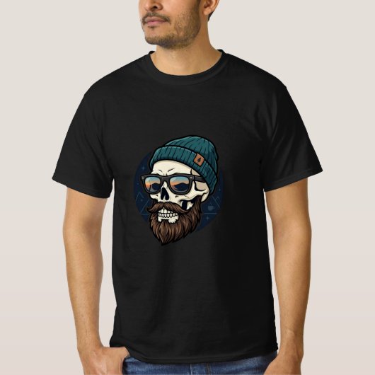 T-shirt Casquette skull hipster. (Devant)