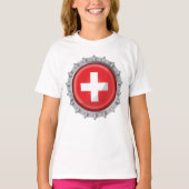 T-shirt Casquette suisse de bouteille drapeau (Devant)
