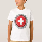 T-shirt Casquette suisse de bouteille drapeau (Devant)