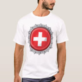 T-shirt Casquette suisse de bouteille drapeau (Devant)