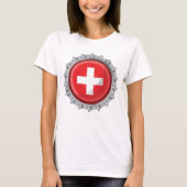 T-shirt Casquette suisse de bouteille drapeau (Devant)