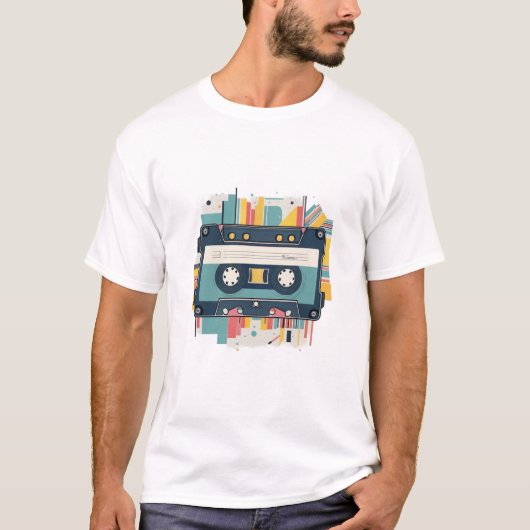 T-shirt cassette et radio sur bande (Devant)