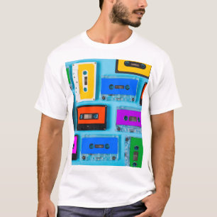 T-shirt Cassette Rétro : Collection Arrière - plan Bleue