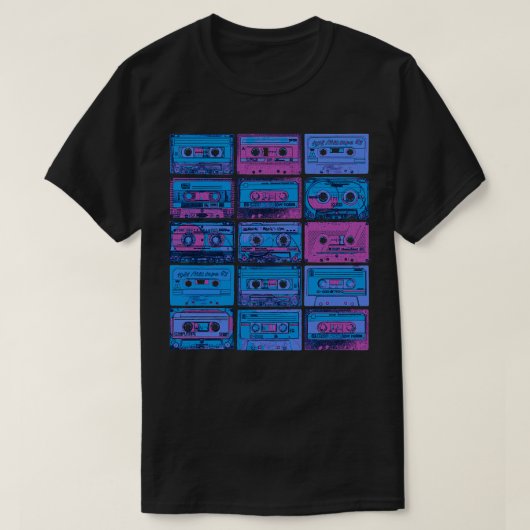 T-shirt cassettes Retro 80s 90s Analog Vinyl Music Bl (Design devant)