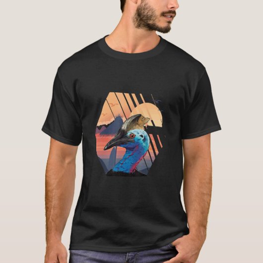 T-shirt Cassowing Dino Bird Beach Summer Sunset Seagull Ca (Devant)