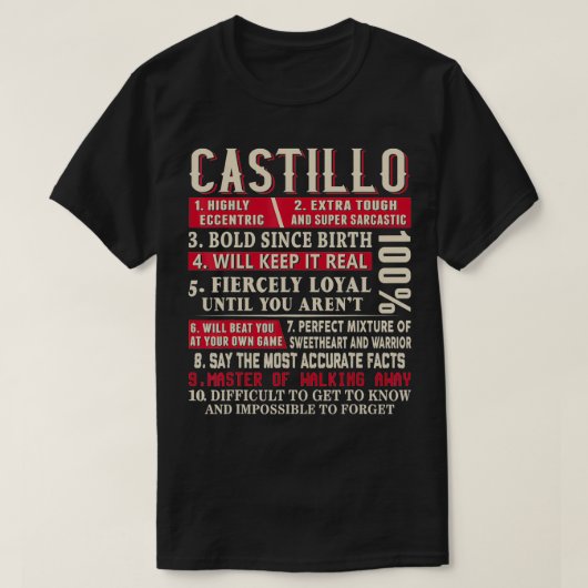 T-shirt Castillo Nom Poison Castillo Castillo Surnom (Design devant)