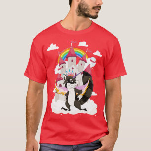 T-shirt Castle Imaginaire Unicorn Forêt Animal Rainbow Rac