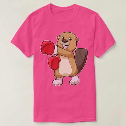 T-shirt Castor à la boxe avec gants de boxe (Design devant)
