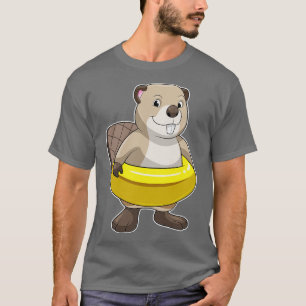 T-shirt Castor à la natation avec anneau de natation