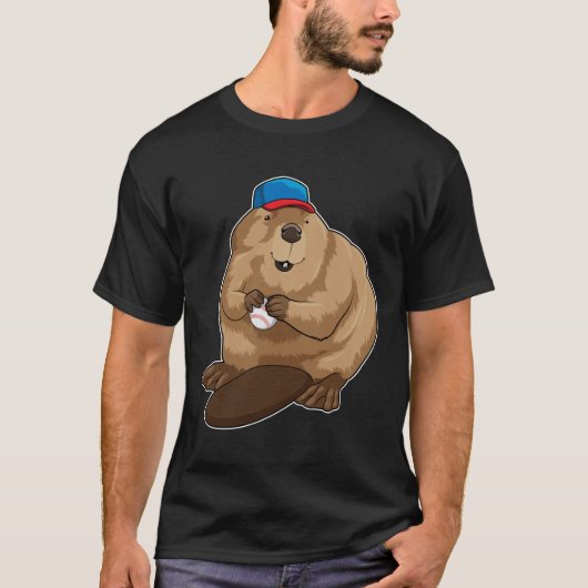T-shirt Castor au baseball avec baseball (Devant)