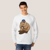T-shirt Castor au baseball avec baseball (Devant entier)