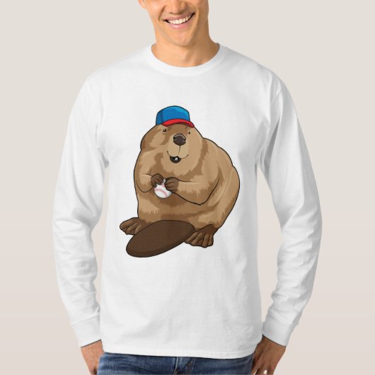 T-shirt Castor au baseball avec baseball (Devant)