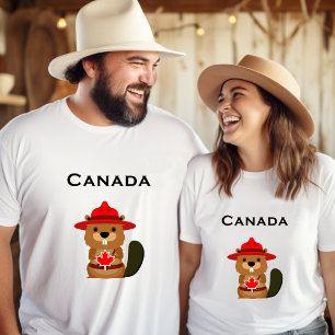T-shirt Castor Canada mignon avec feuille d'érable couleur